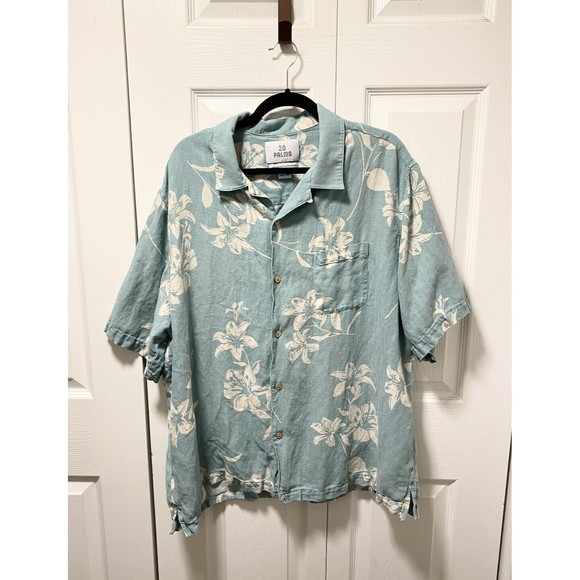 28 Palms Other - 28 Palms Mens Size XXL Linen Silk Floral Hawaiian Button Down Relaxed Fit Shirt
